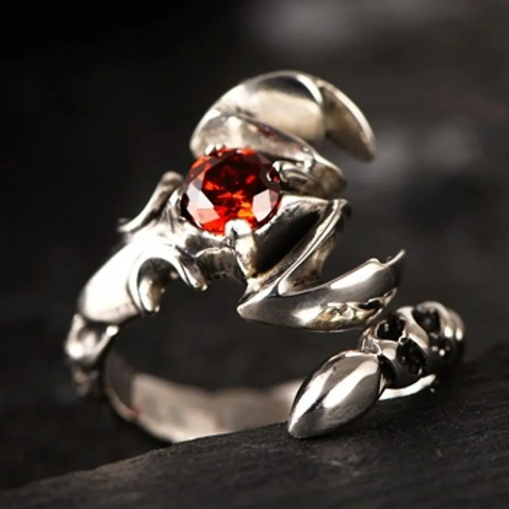 Men's Sterling Silver Scorpion Ring With Onyx Stone - 925 Silver, Size 11.5, Made In Turkey