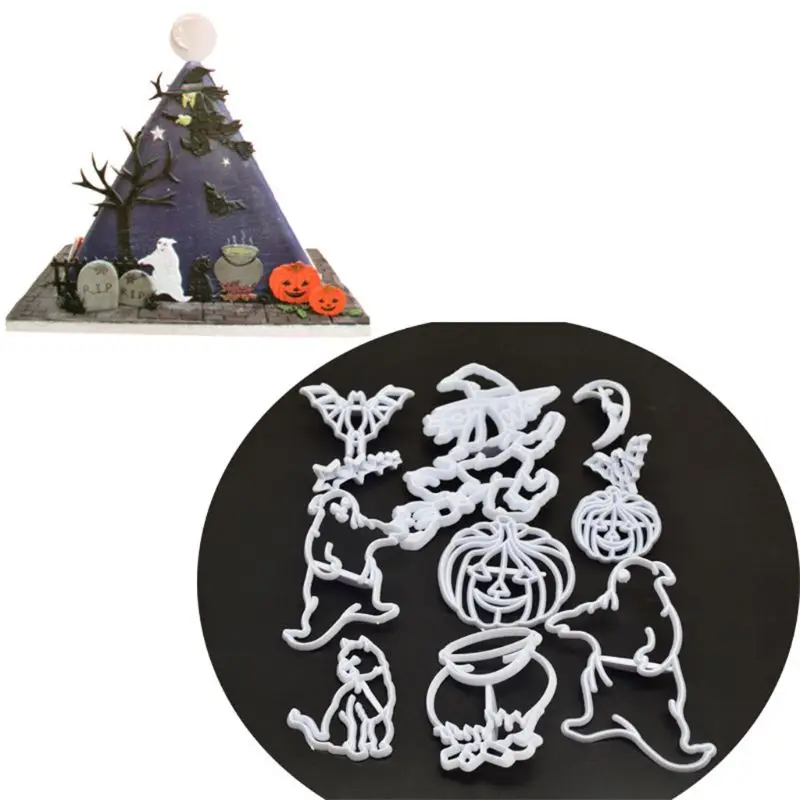 

11Pcs Halloween Cake Mold Chocolate Cookie Cutter Fondant Decoration Tool
