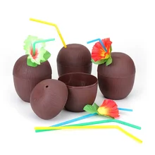 1pcs Summer Beach Pineapple Coconut Shape Tropical Drink Cup Coconut Cup Pineapple Cup With Straw Party Supplies