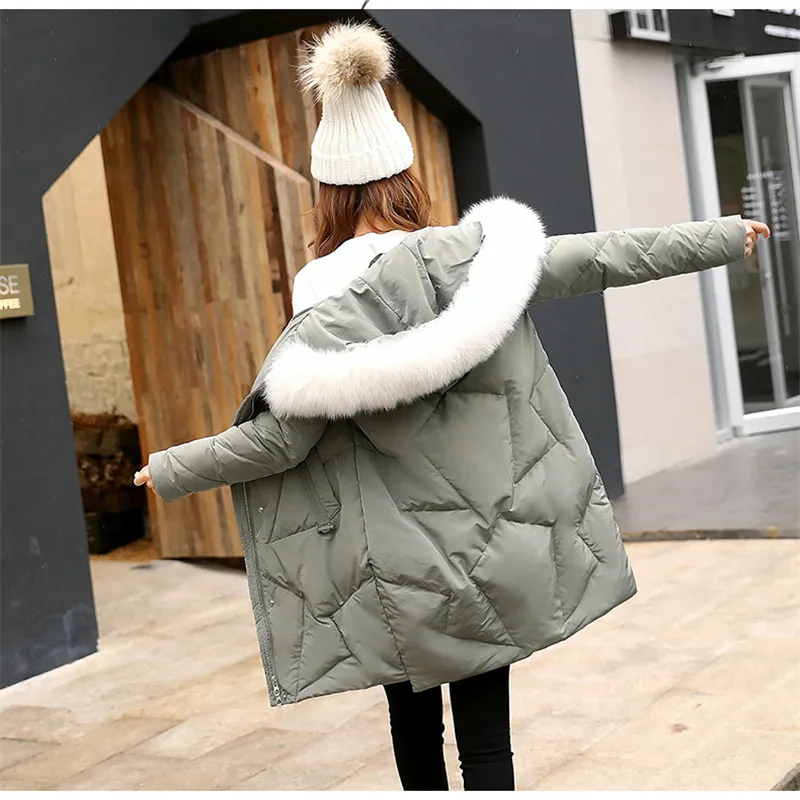 Best Women Cotton Jacket Medium Long Parkas 2019 New Winter Thickening Fur Collar Cotton Overcoat Fashion Female Cotton Coats JIU029