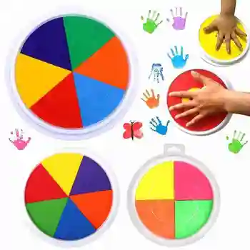 

Children's Finger Painting Ink Pad Round Pan Six Color/Four Color Palm Clay Printing Paint Environmentally Washable for Kids
