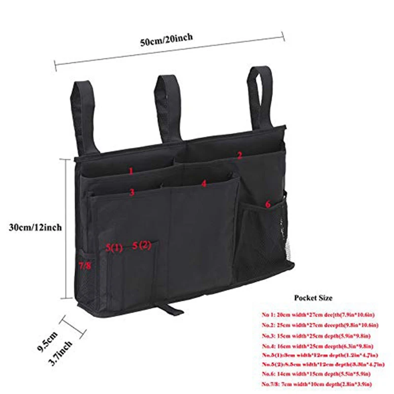  Hanging Organizer Bedside Storage Bag for Bunk and Hospital Beds Dorm Rooms Bed Rails