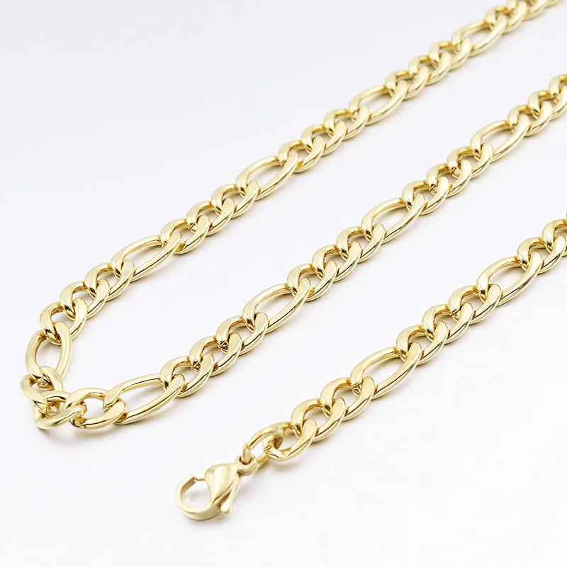 Gokadima 6 мм ширина Золото Цвет GP нержавеющая сталь Фигаро цепи цепочки и ожерелья для мужчин ювелирные изделия мода, WN112