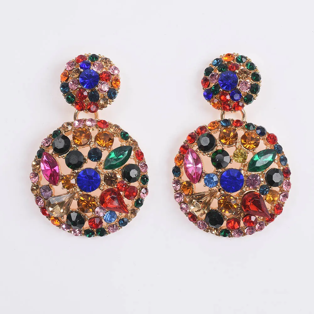 Большие круглые серьги подвески с австрийскими кристаллами Стразы женские ZA