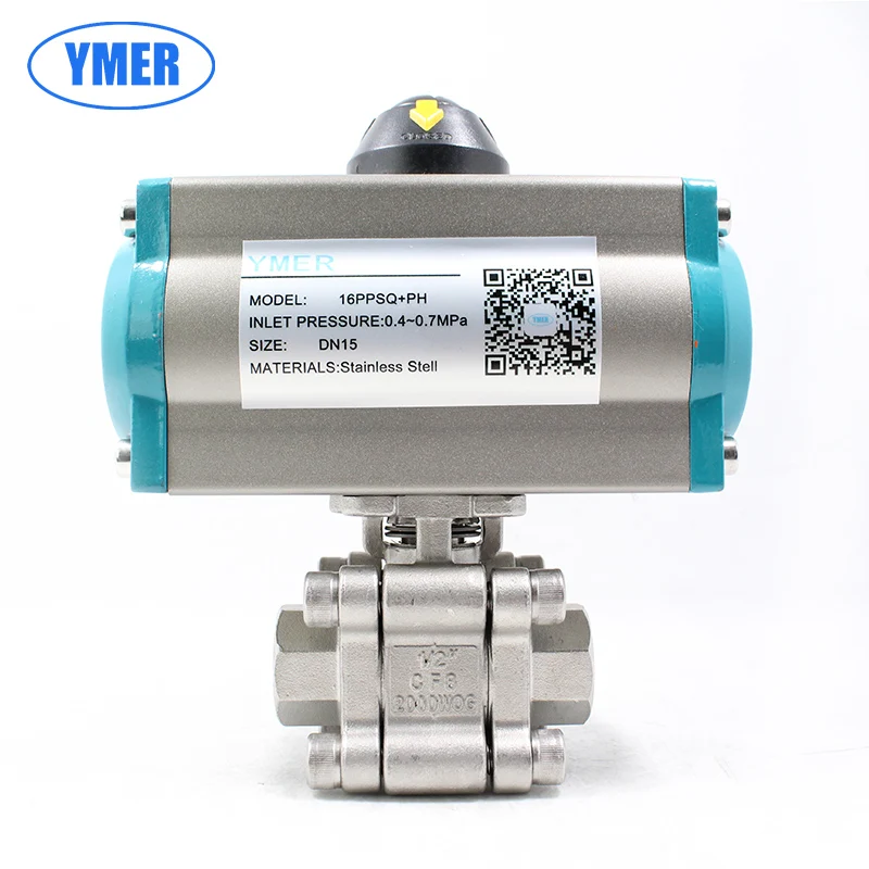 Трехсекционный Пневматический шаровой клапан двойного действия из нержавеющей стали