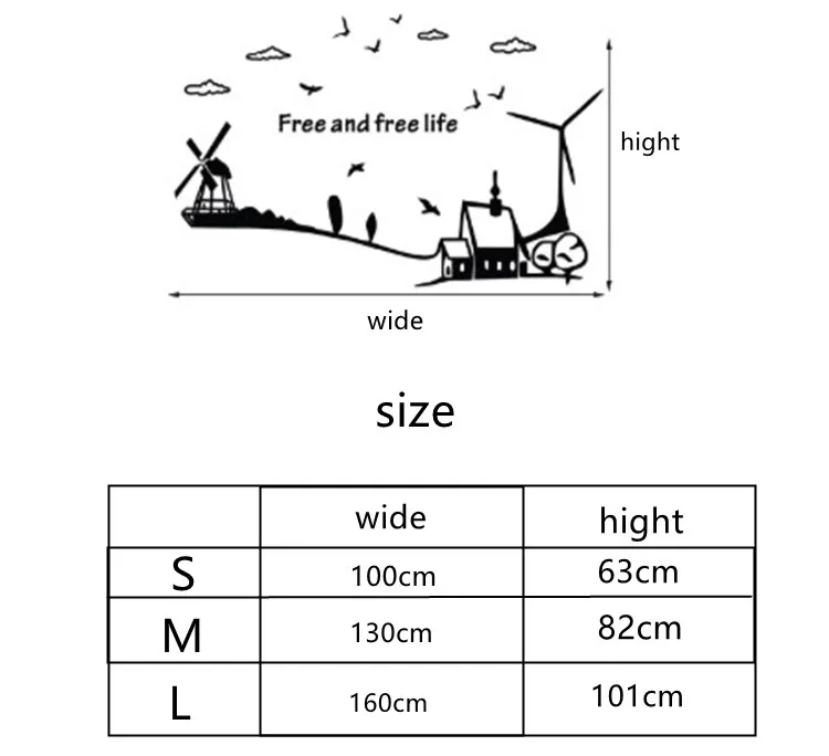 Waliicorners Background Wall Decoracion Pastoral Windmill Black Acrylic Mirror Wall Sticker 6 H1e1acfde39274fe8af26f6d1b18b46d2X