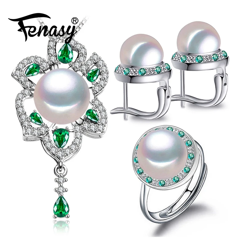 Ювелирные наборы FENASY из жемчуга ожерелье с подвеской богемное серебро 925 пробы