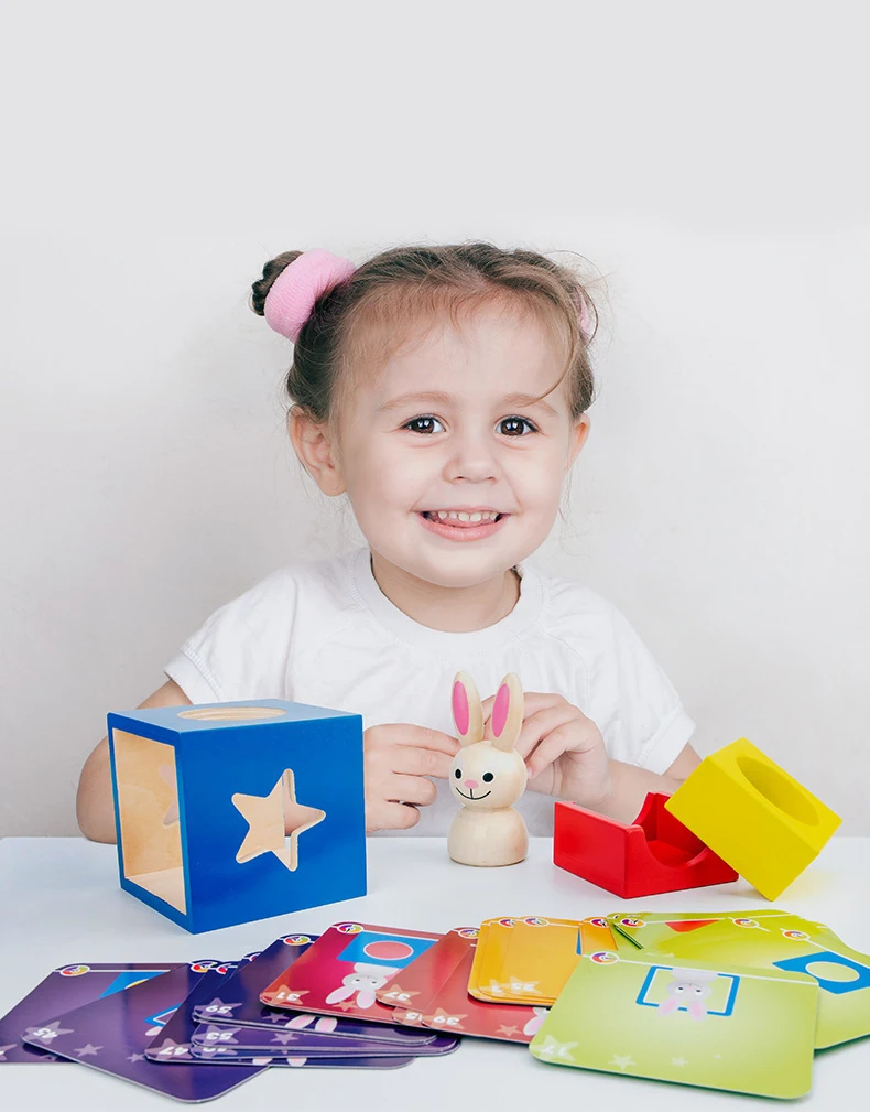 Smart Hide& Seek Board Games wooden toy cute rabbit magic box hide and seek blocks puzzle parent-child interactive board game