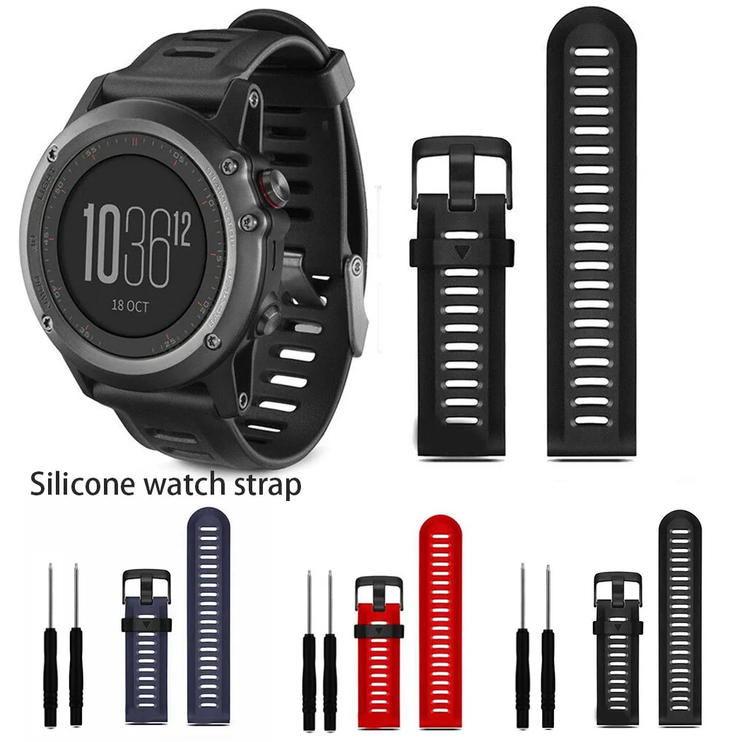 Durable and heat resistant silicone wristband for Garmin Fenix 3 HR 15 | Наручные часы