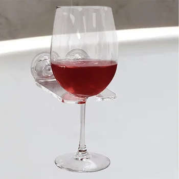 

Bath Glass Holder Transparent Acrylic Wine Glass Holder Strong Suction Cup Single Glass Wine Holder
