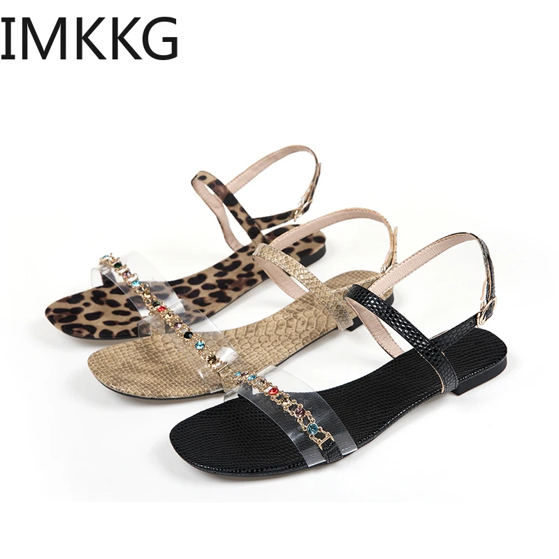 Women crystal sandals 2020 summer beach shoes flats slippers pvc transparent Shoes women comfort flats Zapatos Mujer big size 43