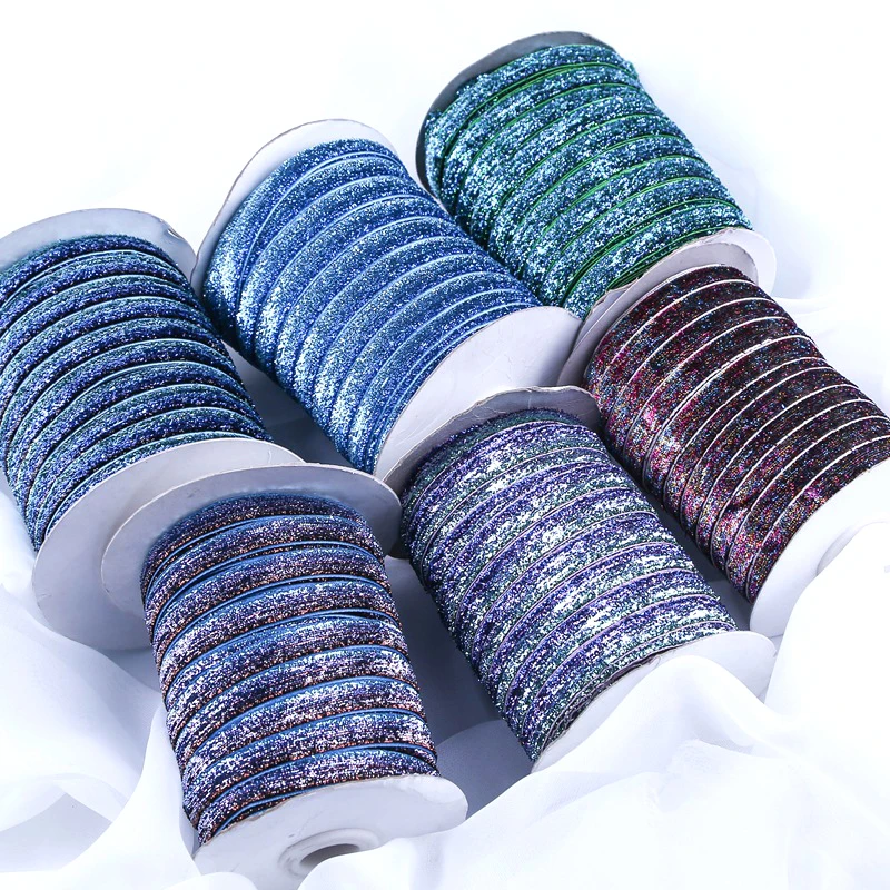 The color green ribbon gradient velvet ribbon laser green belt DIY gradient color color green velvet belt