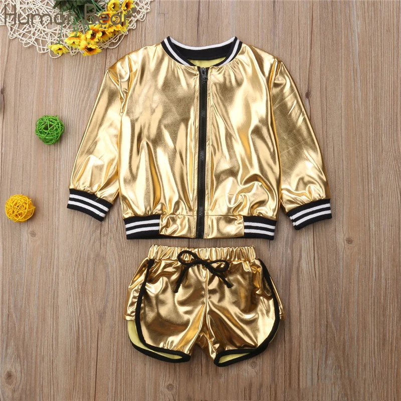 Gold Humor Bear/комплекты одежды г. Летняя одежда с длинными рукавами для маленьких девочек+ шорты, комплект из 2 предметов детская одежда детский спортивный костюм для мальчиков - Цвет: Gold