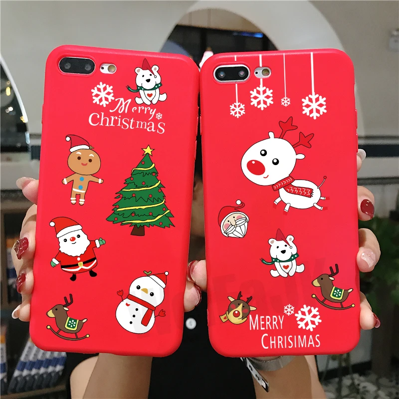 

Christmas Phone Case For iPhone 8 7 6 6s Plus Cases Cartoon Santa Tree Luxury Gift Soft Silicone Cover for iPhone XR X XS XS Max