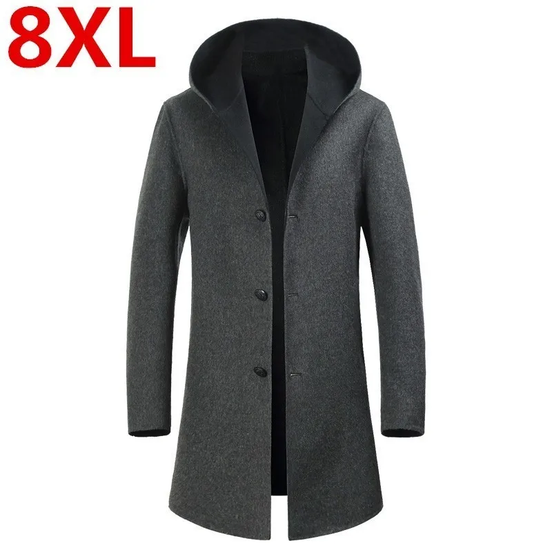 

plus Autumn Winter British style men's wool coat New design Long trench coat Brand Clothing Top quality hooded woolen coat men