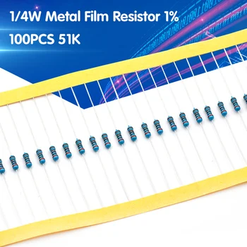 

100pcs 51k ohms 1/4W 51k Metal Film Resistor 51kohm 0.25W 1% ROHS