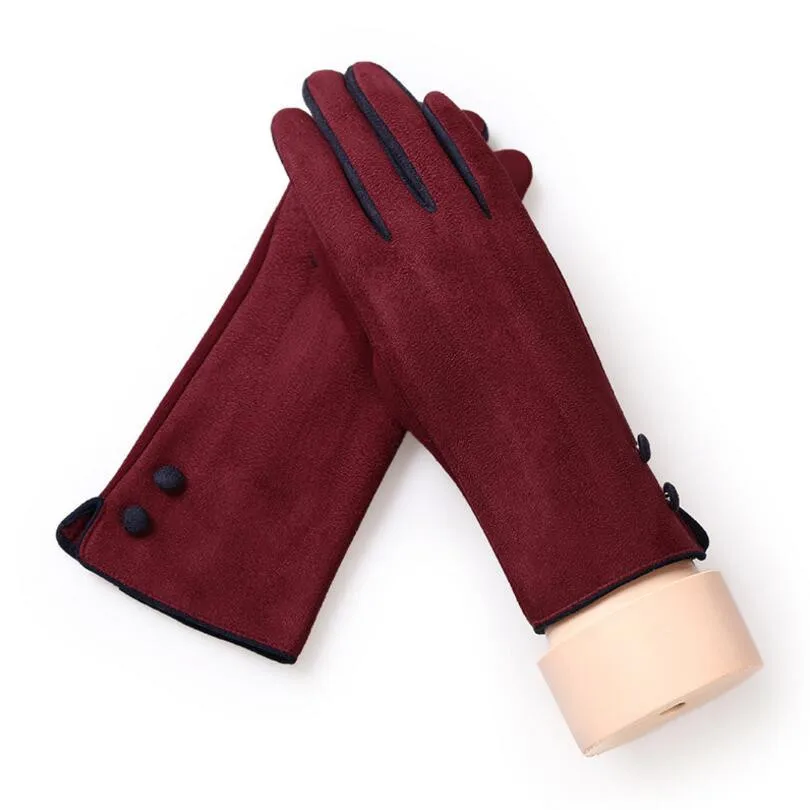 G124 A Red wine CHSDCSI Женские варежки Guantes Mujer высокого качества модные замшевые элегантные женские перчатки зимние теплые для вождения мягкие наручные перчатки для стрельбы из лука - Цвет: G124 A Red wine