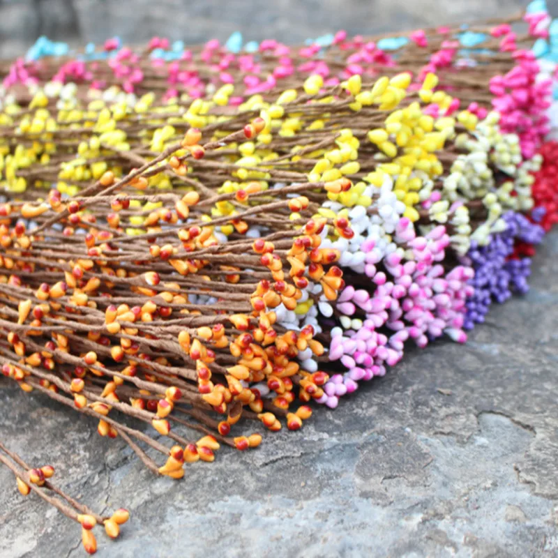 40 см бутон искусственные ветви цветок железная проволока для украшения свадьбы DIY Скрапбукинг декоративный венок поддельные цветы