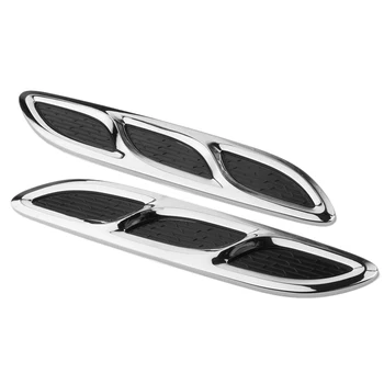 

2Pcs Car Fake Vents Shark Style Engine Cover Vent Chrome Style Fender Decorative Cover Side Vent Airflow Universal Adhesive for