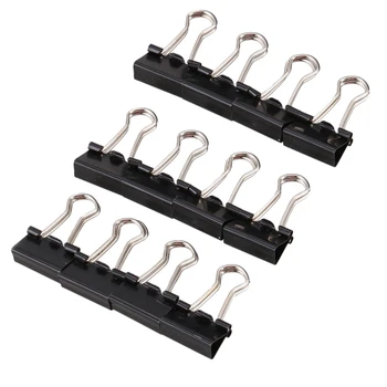 

12 piece collection metal black documents binding clips 15mm