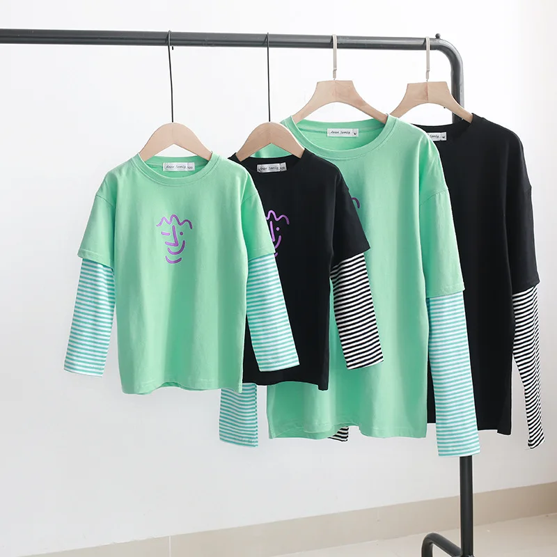 

2020 Newest Desgin Mom Son Outfits Mommy and Me Mother Daughter Sweatshirt Clothes False Two Pieces Family Matching Tee Shirts
