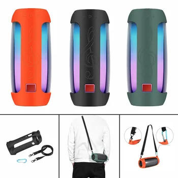 

for JBL Wireless Speaker Case Silicone Case Cover With Strap Carabiner for JBL-Pulse 4 Bluetooth Speaker JA3