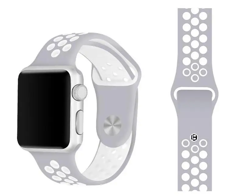 silverwhite Серия 1/2/3/4 резины и силикона с объемным спортивный ремешок для наручных часов Apple Watch, версии 5 браслет 38 мм 42 мм 40 мм 44 ремнем, мягкое покрытие для наручных часов iwatch, браслет - Цвет ремешка: silverwhite