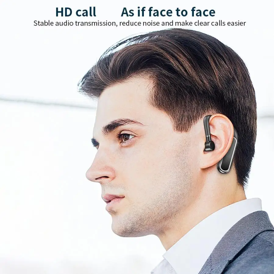 Handsfree Wireless Bluetooth Earphones CVC Noise Canceling Business Wireless Headset with Mic for Driver Sport iPhone Smartphone