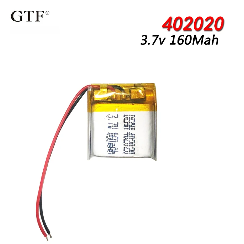 

402020 3.7v 160mAh Lithium Polymer Li-Po Rechargeable Battery For toys GPS MP3 MP4 PAD DVD DIY bluetooth headphone speaker phone