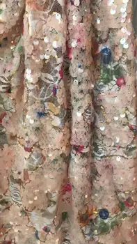 

Embroidered Net Fabric with beads With super Quality yaking-10.4001 African Tulle Lace Fabric For party Dress