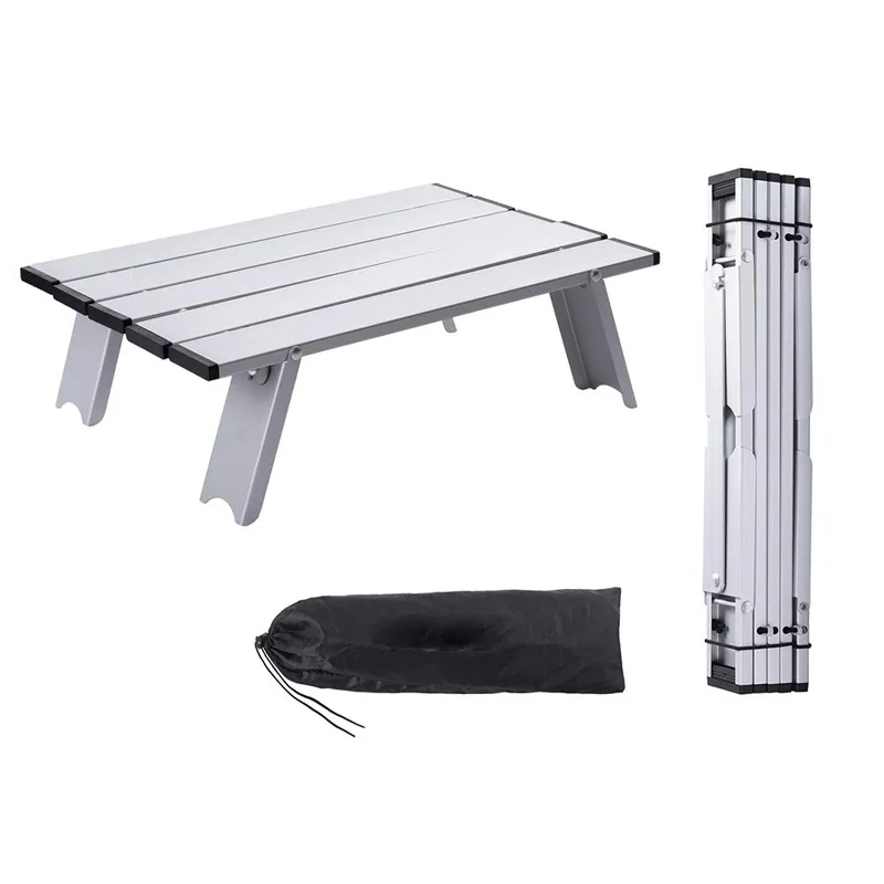 Outdoor Camping Folding Table with Aluminium Alloy Table Waterproof Ultra-light Durable Folding Table Desk For Picnic& Camping - Цвет: Silver