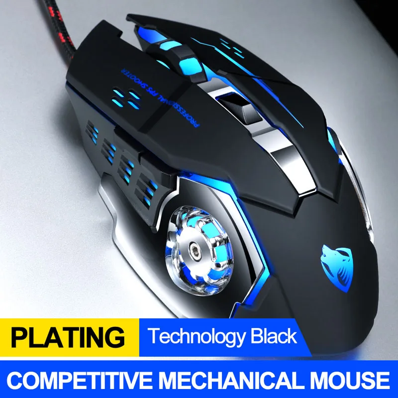 HLL Adjustable Gaming Mouse,3200DPI USB Wired Game Mouse 3D LED Optical 3 Buttons Pro Gamer Computer Mice for Desktop PC Laptop