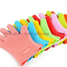 500 шт./лот термостойкие силиконовые перчатки приготовление, Выпекание, барбекю Держатель для посуды для духовки рукавица кухня