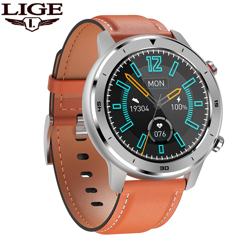 

LIGE 2020 New Waterproof Smart Watch Men Heart Rate Blood Pressure Monitoring Full Touch Screen Music control Sport Smartwatch