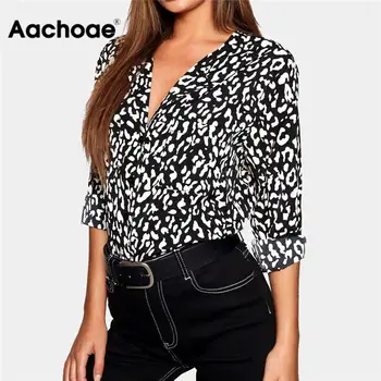 

Blouse Women 2020 Sexy Leopard Print Vintage Blouse Ladies Casual Shirt Office Blouse Long Sleeve Tunic Tops Chemisier Femme