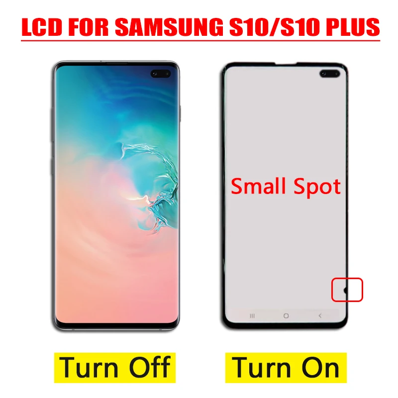 1440*3040 Amoled lcd с рамкой для SAMSUNG Galaxy S10 G9730 дисплей S10+ Plus G9750 кодирующий преобразователь сенсорного экрана в сборе+ маленькое пятно