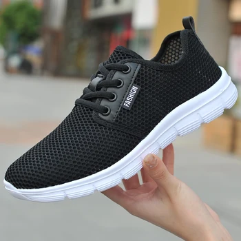

New Arrival Summer Casual Shoes For Men or women Fashion Breathable Mesh Lace up Men Flats Sneakers Jogging Shoes Size 35-47