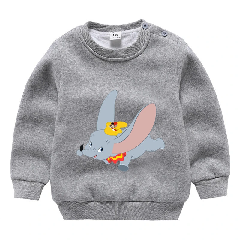 Зимний вельветовый свитер с принтом «Dumbo» для мальчиков и девочек, Забавные милые детские топы с круглым вырезом и рисунком