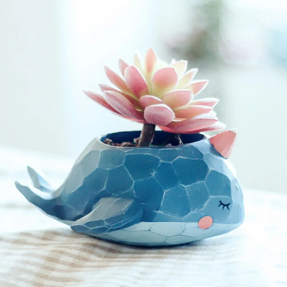

Plant Pot Cartoon Mini Whale Crocodile Resin Flower Pots Succulent Plant Pots Bonsai Planter Home Office Decor