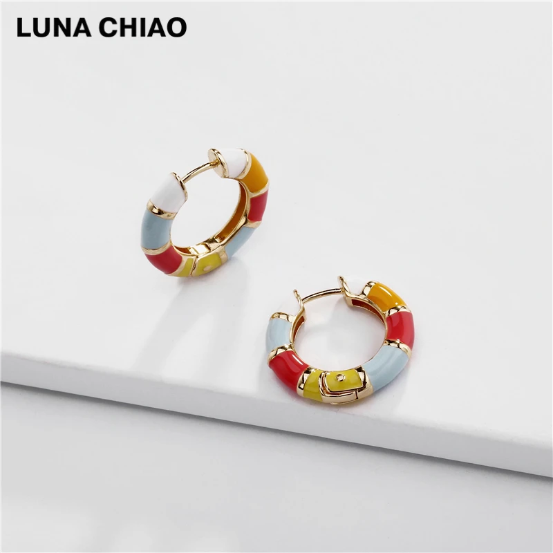 LUNA CHIAO Cooper, Разноцветные серьги-кольца с эмалированной радугой, ювелирные изделия - Окраска металла: A0905-2