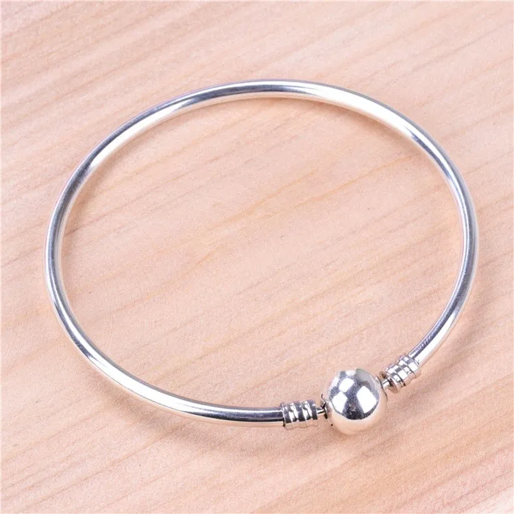 

Original 925 Sterling Silver Bracelet Round Classic Button Bracelet Fit European Charm Bracelets Women Jewelry