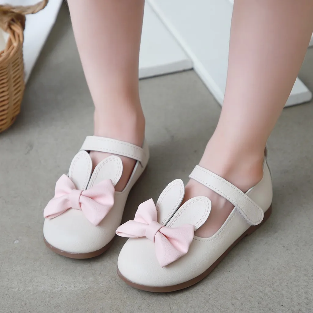 Обувь для принцессы с бантом; повседневная кожаная обувь с кроличьими ушками для маленьких девочек; Chaussure Fille; обувь для девочек
