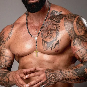 Dainty Rosary Necklace for Men Catholic Jewelry Plain Cross