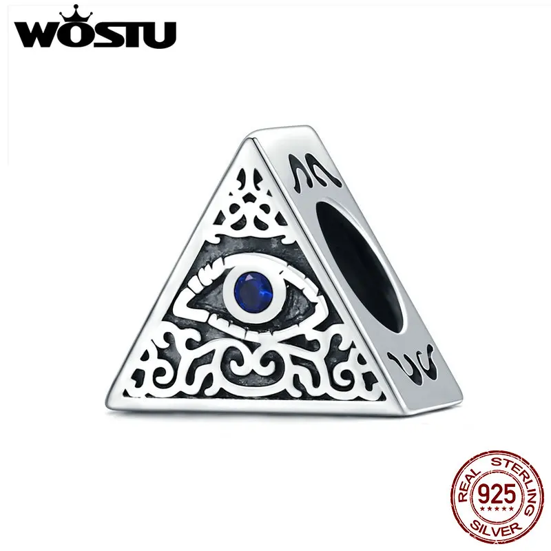 WOSTU Lucky Charm 100% 925 пробы серебро Blue Eye Beads fit Charms серебряные браслеты обручи ювелирные