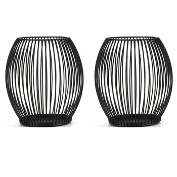 

2 Pack Iron Birdcage Shape Candle Holder,Lantern Metal Candlestick,Candlelight for Home Dining Tables Decor,Black