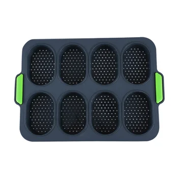 

8 Hole DIY Non-stick Grids Bread Baking Mold Flexibility Heat Resistant Hamburger Bread Baking Mold Silicone Bread Pan For Home