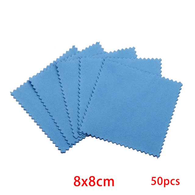 10-50pcs Polish Polishing Cloth Silver Color Cleaning  Polishing Cloth Soft Clean Wipe Wiping Cloth For Silver Gold Jewelry Tool Dark Blue 8x8 50Pcs