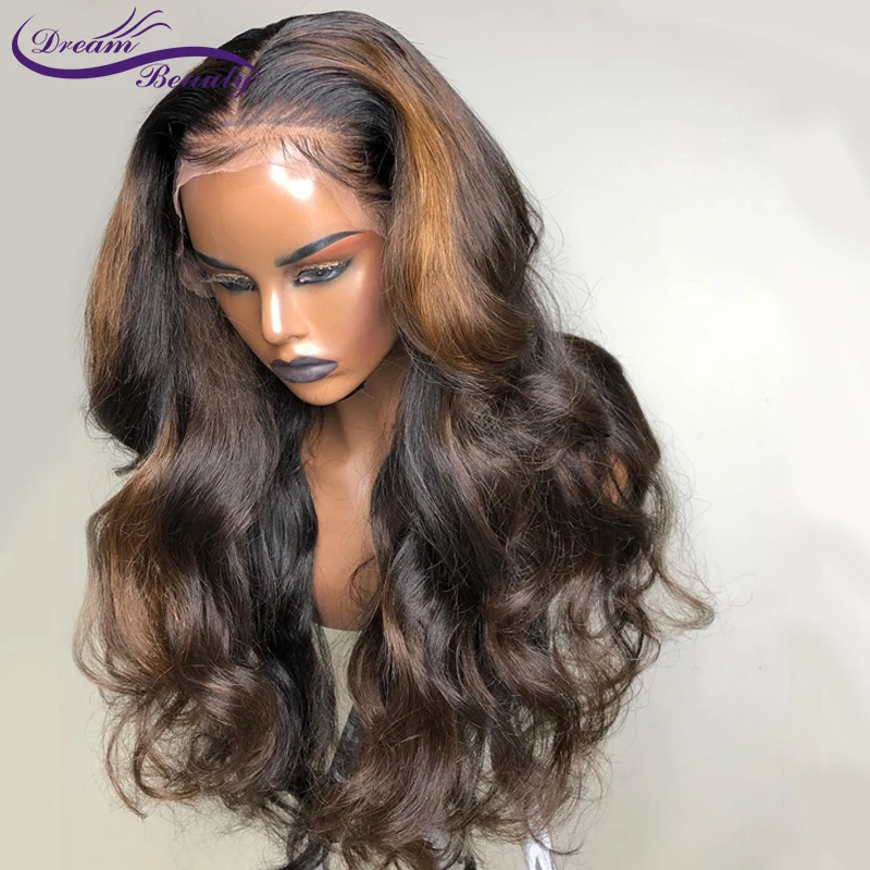 13x6 Deep part Lace front Wigs Glueless Lace Human Hair Wigs Ombre Color Wigs Brazilian Remy Body wave Wig Dream Beauty