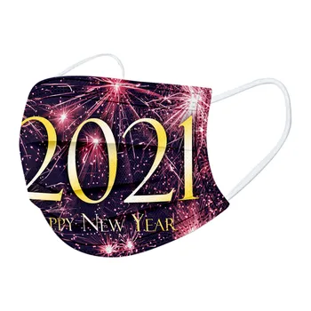 

10/20/30/50pc Adult 2021 Happy New Years Disposable Mask 3Layer Non-woven Breathable Windproof Face Masks Mondkapjes Mascarillas