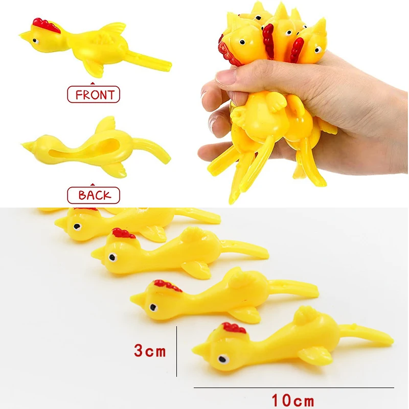 Slingshot Rubber Chicken Fidget Toys 4-15pcs Stress Reliever Kids Adult Toys fidget toys stress relief toys childrens toys rubber flicking toy